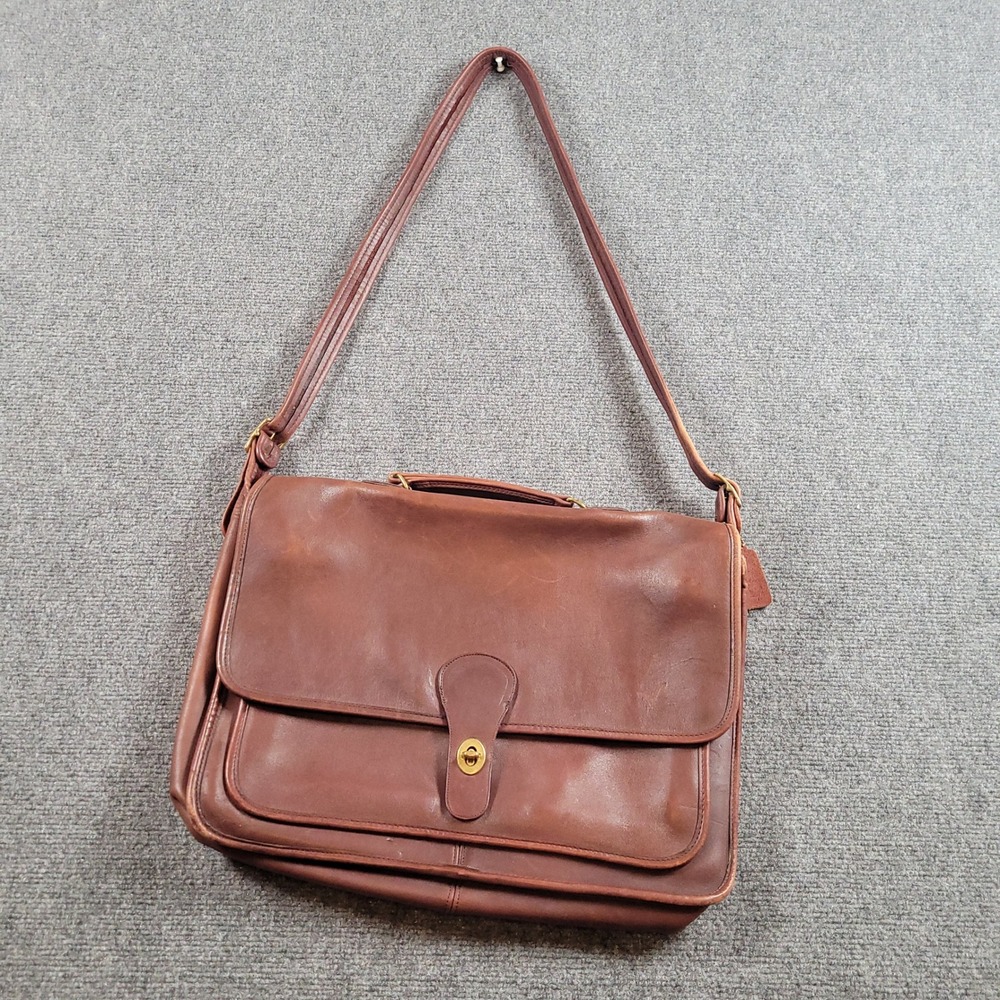 Vintage Coach Leatherware USA Brown Leather Briefcase Messenger Bag 0232-057